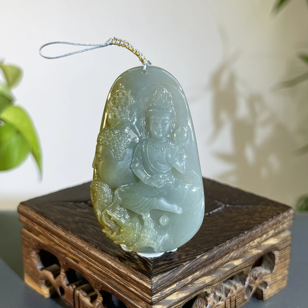 JCB06-90 天然缅甸A货翡翠 观音菩萨