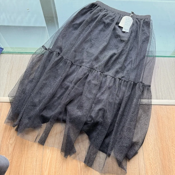 【美琪元选】卖一场 双层闪粉黑纱裙 女半裙 黑纱裙