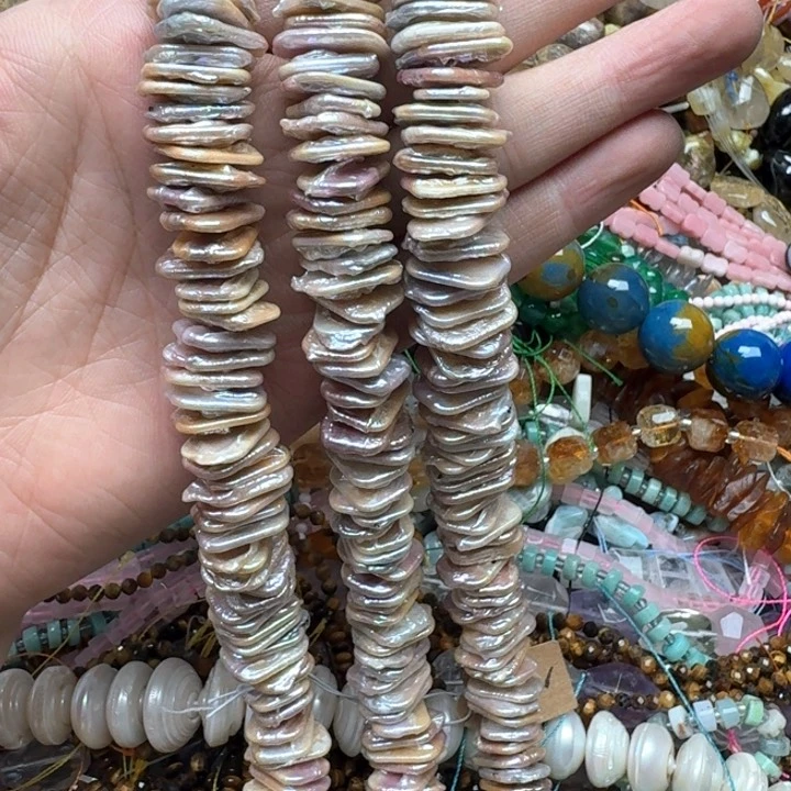 合金玛瑙/玉髓珠宝半成品一条12x17mm巴洛克珍珠