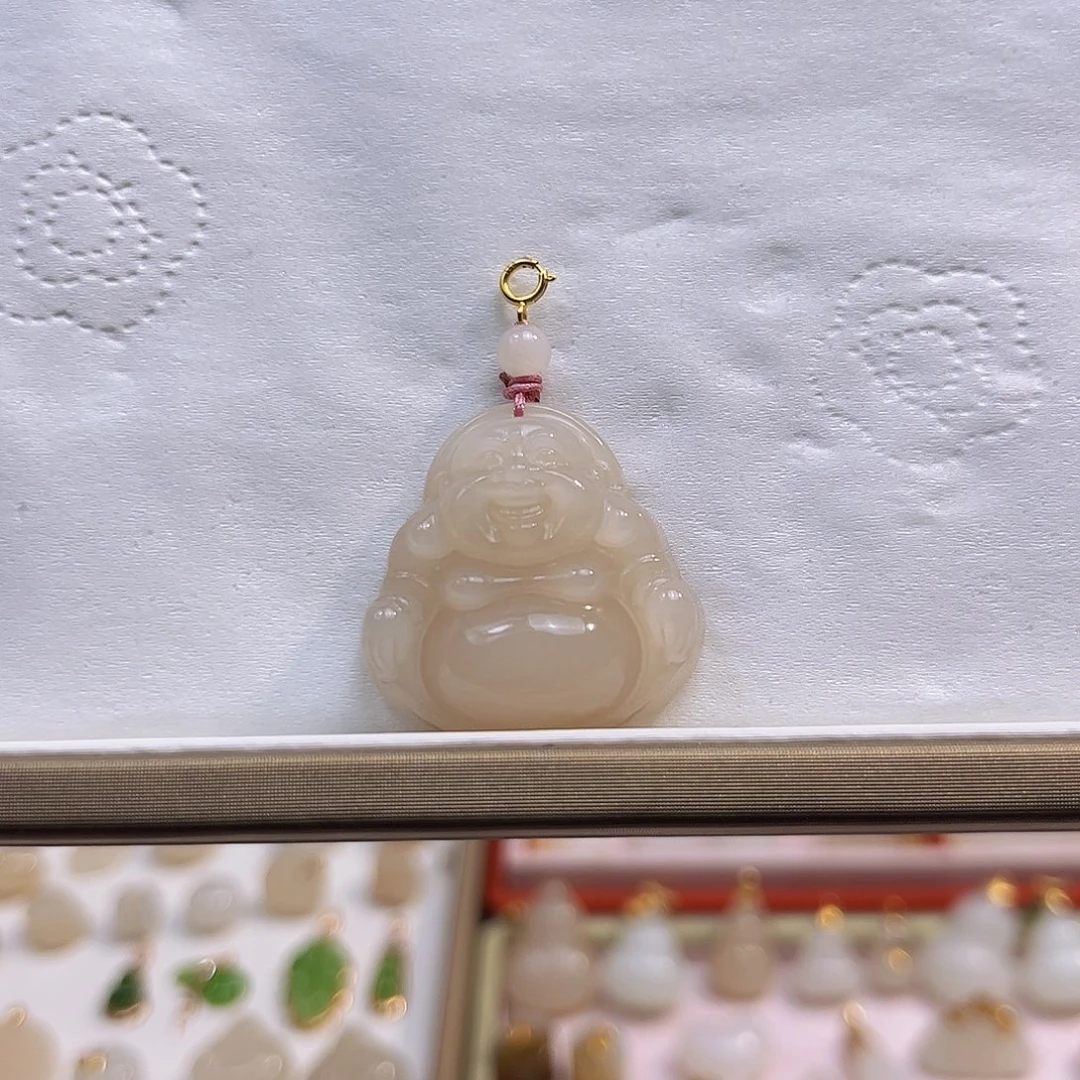 和田玉18K金镶嵌吊坠(不含链)