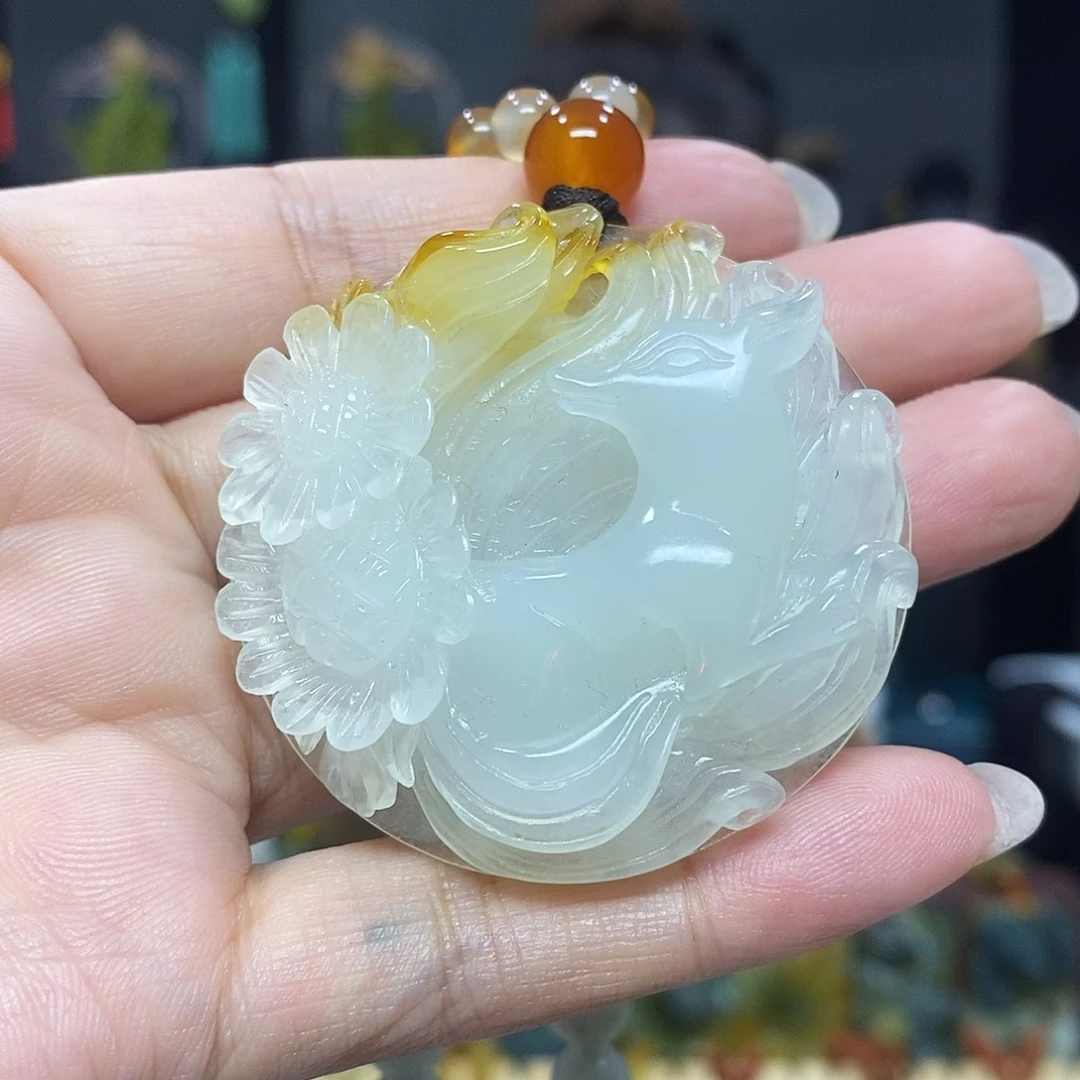 未镶嵌岫玉挂件吊坠项链香*