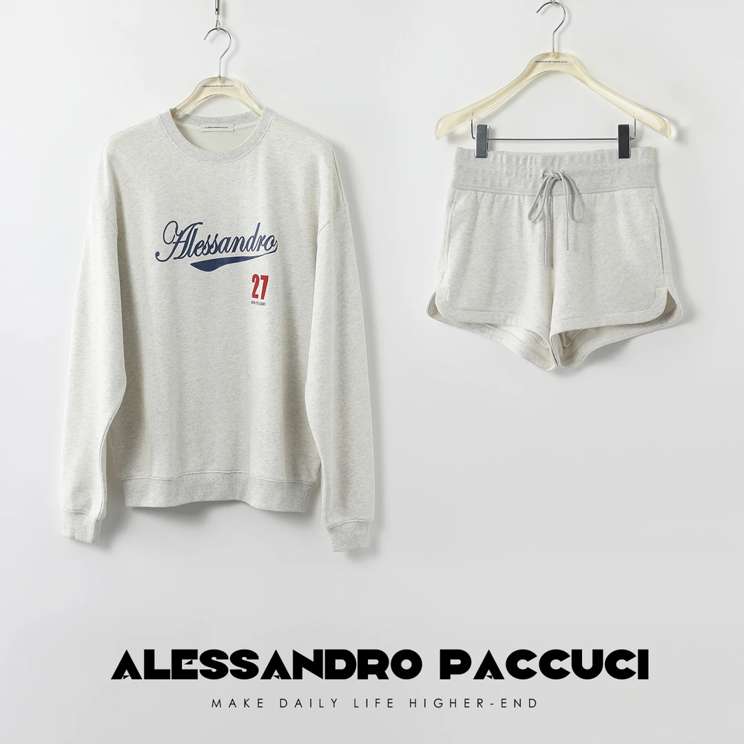 AP洛哥26808X【分开销售】 棉质复古字母印花休闲圆领卫衣/休闲裤