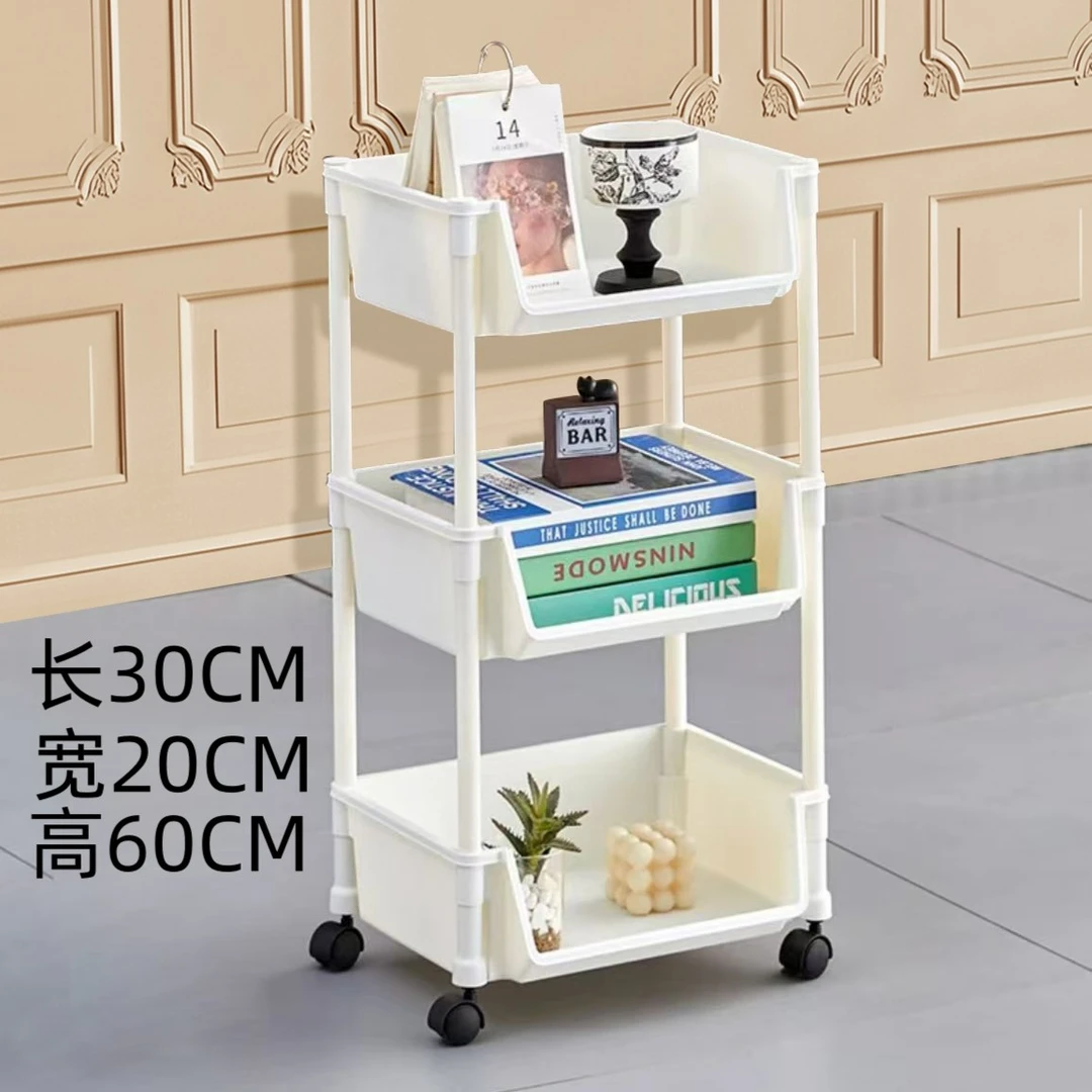 3层简约置物架收纳储物架移动推车卧室零食客厅落地家用绘本架