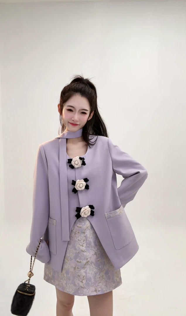 【无岸琉璃套装】原创法式复古日常气质时尚休闲洋气财阀千金