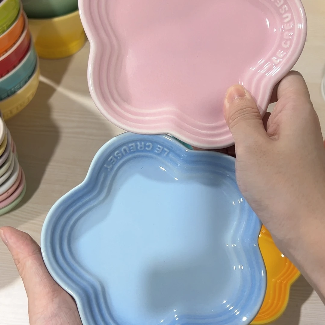 陶瓷 +++小梅花碟 天蓝色 马卡龙粉