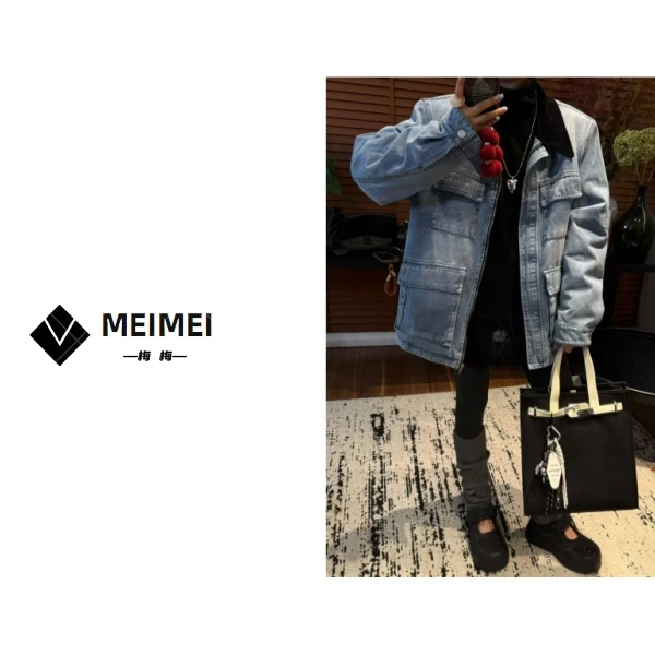 XMM.《工装风羽绒牛仔外套》冬季新款时尚百搭洋气小众羽绒服91097#