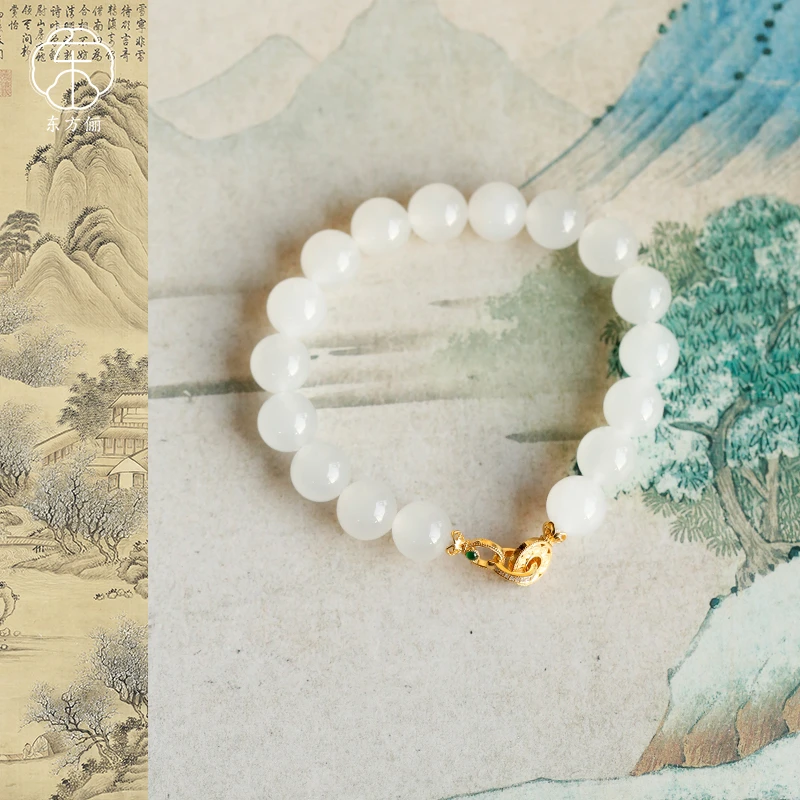 东方俪DOFUNLY【云有行】和田玉圆珠设计款手链18K金WYSL雅韵