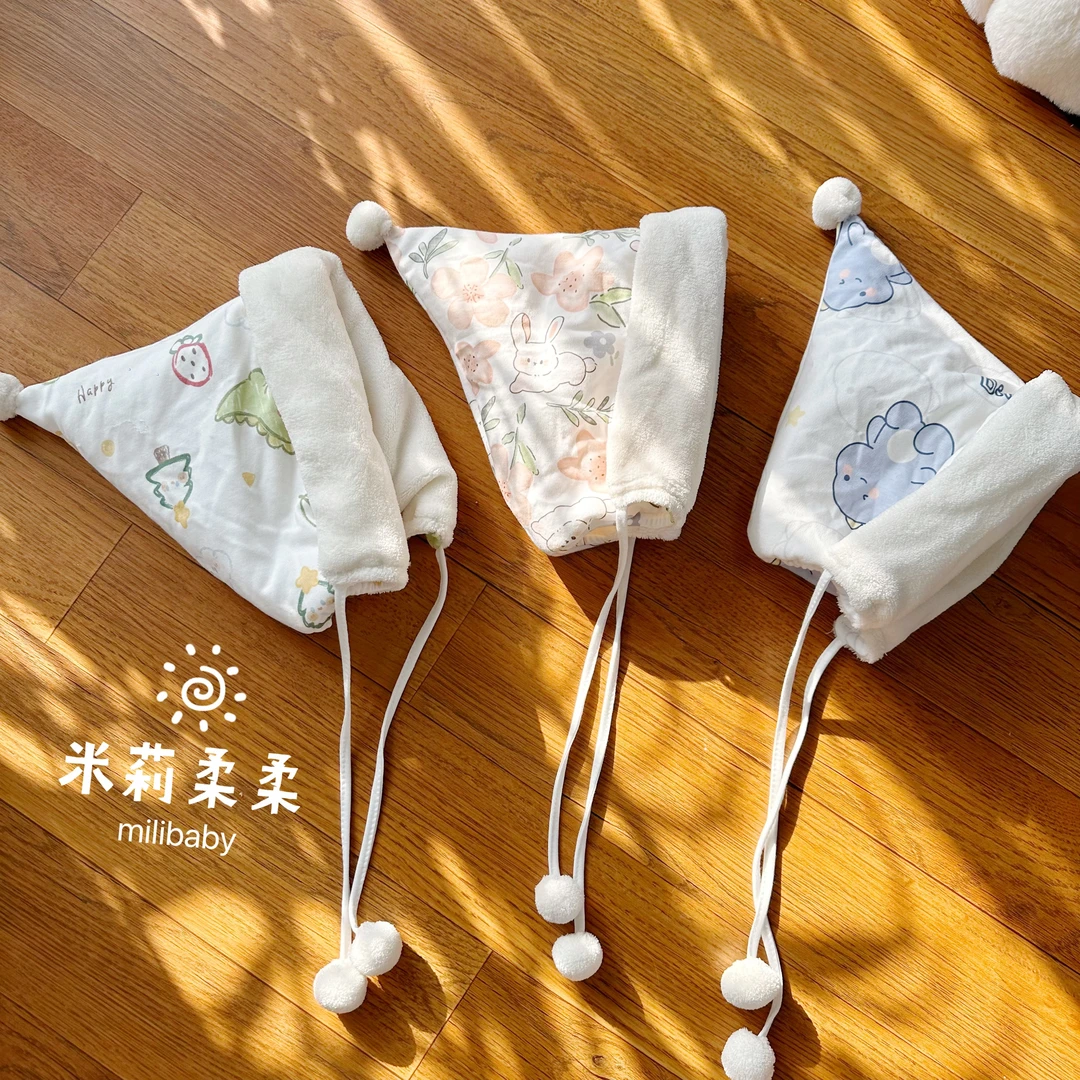 婴儿冬款帽子加厚保暖过年新生儿拜年帽女宝宝棉花帽子