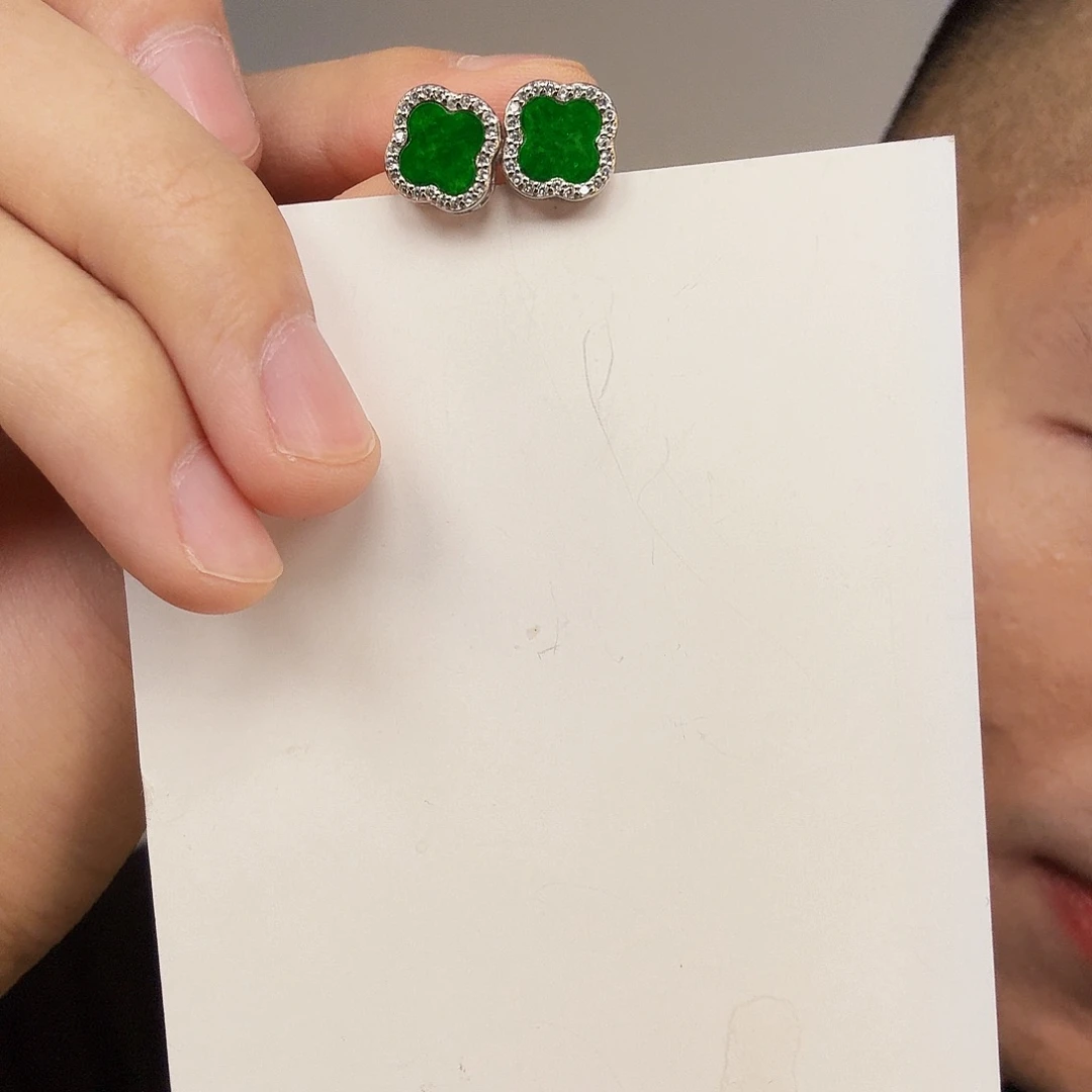 翡翠未镶嵌颈饰一对