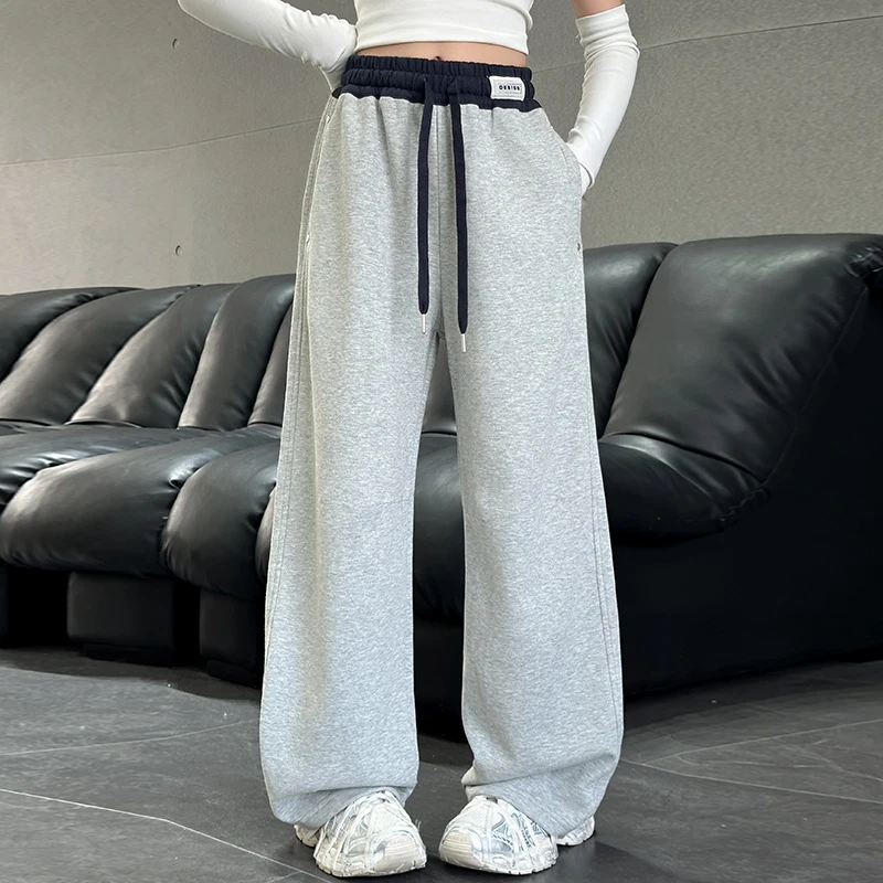 女童裤子春秋2025新款儿童运动裤青少年女孩春装女大童直筒阔腿裤