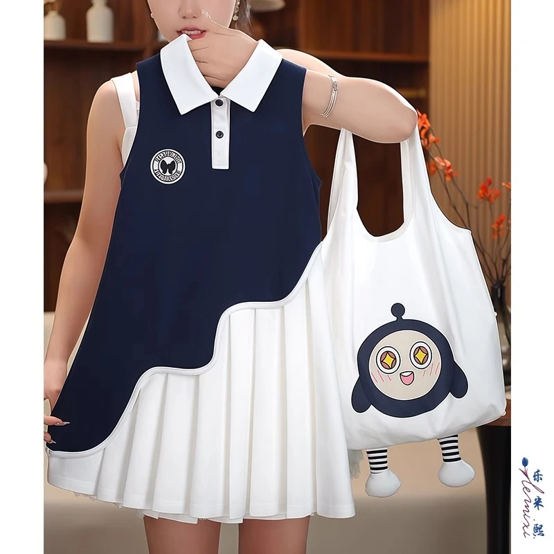 女童蝴蝶结露背连衣裙2025夏季无袖背心学院风爱心公主沙滩polo裙