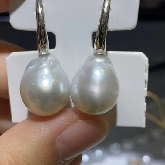 银S925镶嵌海水珍珠耳饰12.8