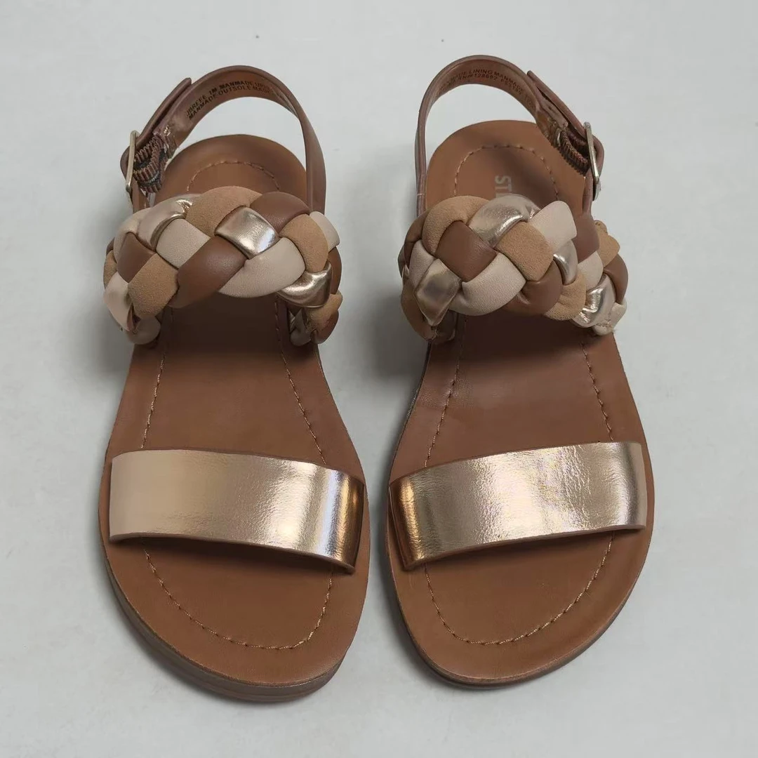 欧美单夏季女童罗马鞋舒适儿童时装凉鞋鞋子女大童公主沙滩凉鞋