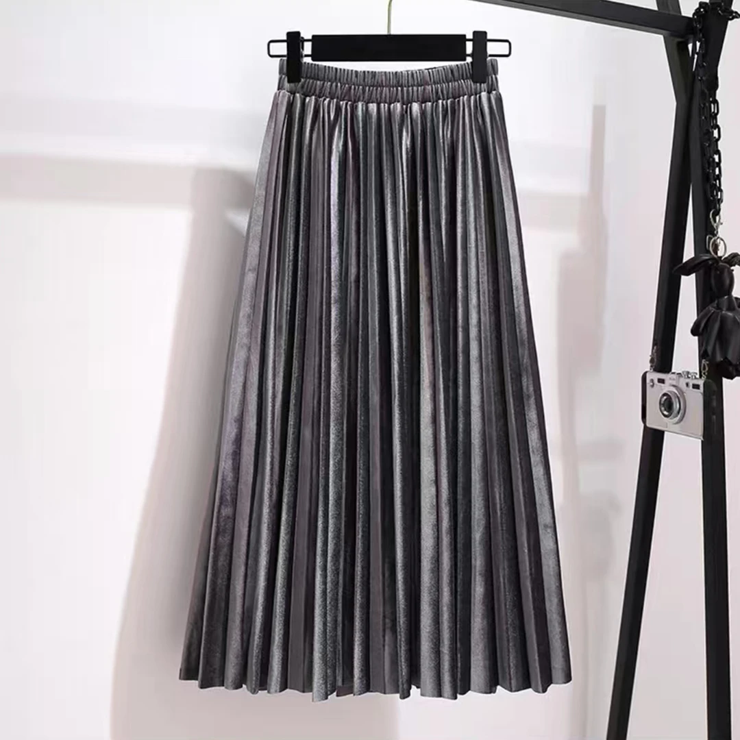 女百褶气质春秋夏时尚设计感温柔风百搭松紧腰半身裙潮流P-2G490