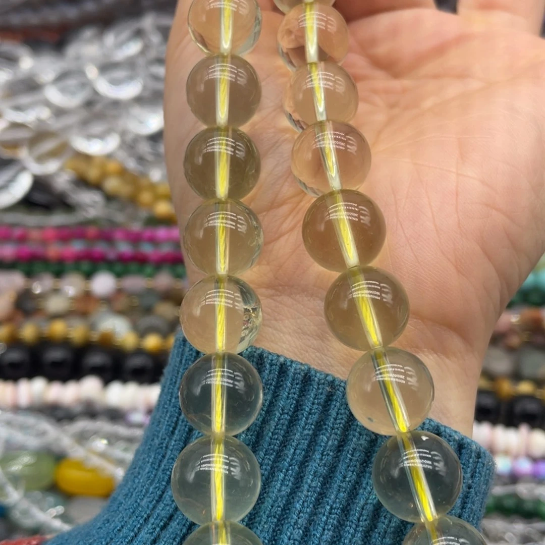 玛瑙/玉髓珠宝半成品未镶嵌黄水晶12mm半条