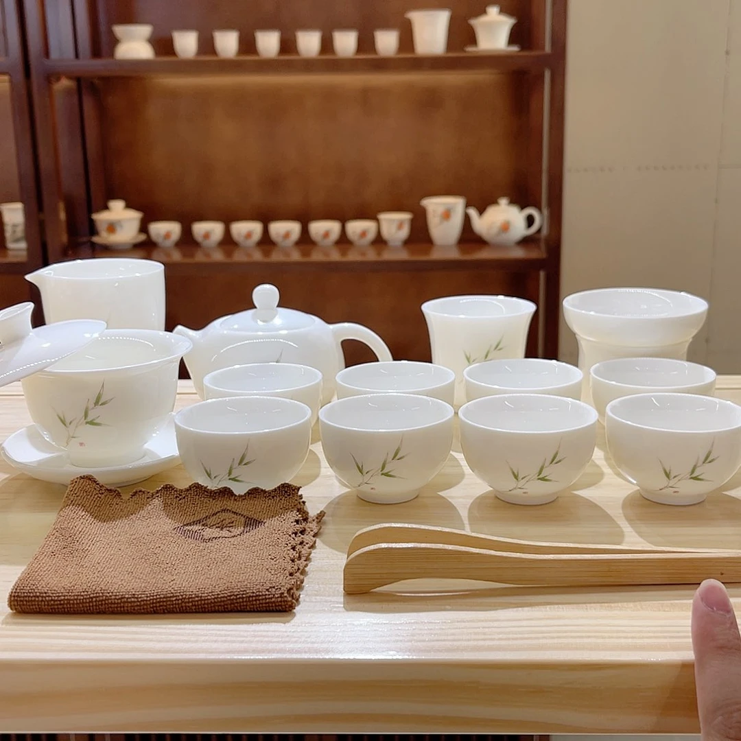 杯玄致羊脂玉瓷茶具套装