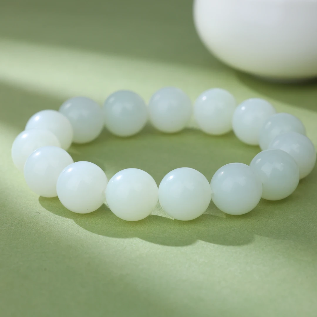 【央博玉】和田玉白玉圆珠手链-YB93810032-多样性发一|BHT6