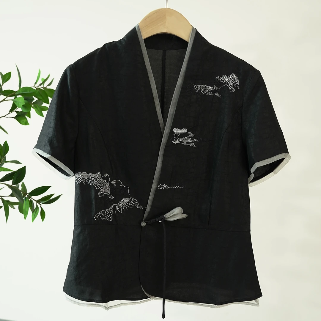 香云纱重工刺绣老领龟纹女士外套（240888）20257