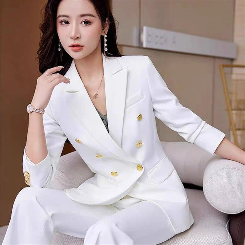 时尚白色西装外套女2025春秋时尚长袖韩版气质女神通勤西服B01A09