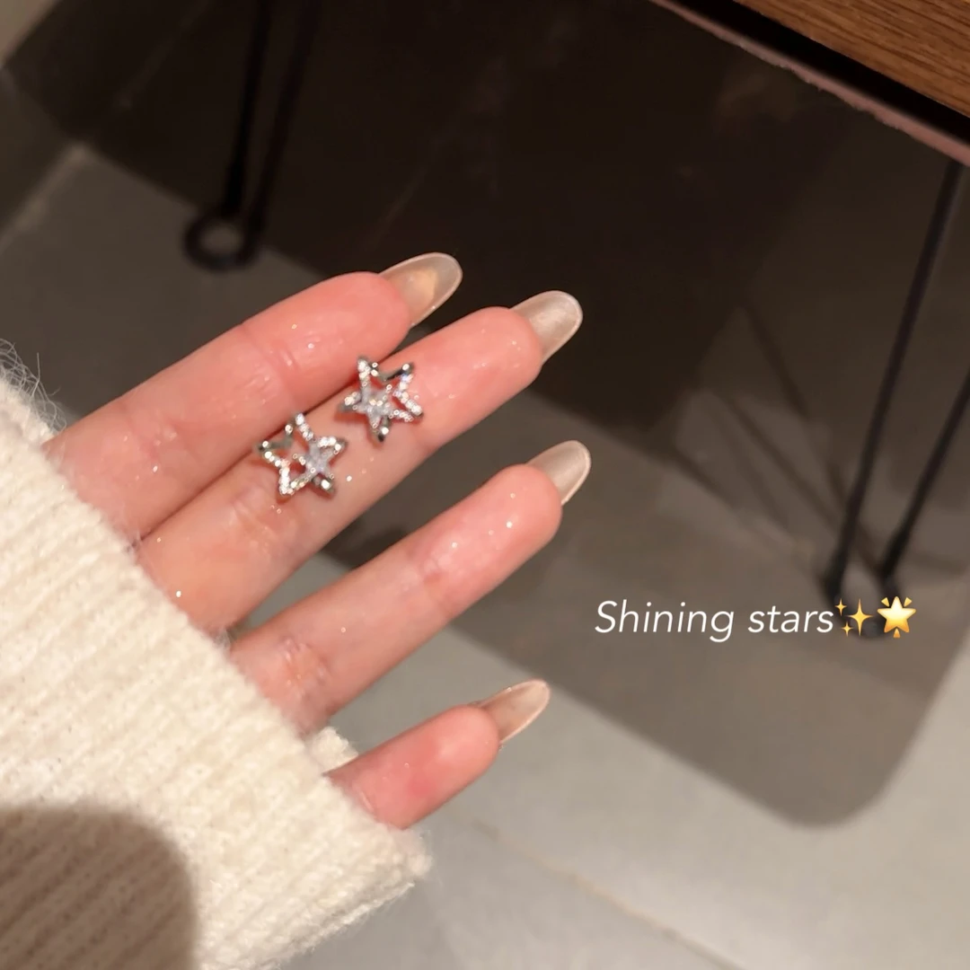 铜合金耳饰 AL3788超闪星星耳钉女气质小众设计高级感耳环ins
