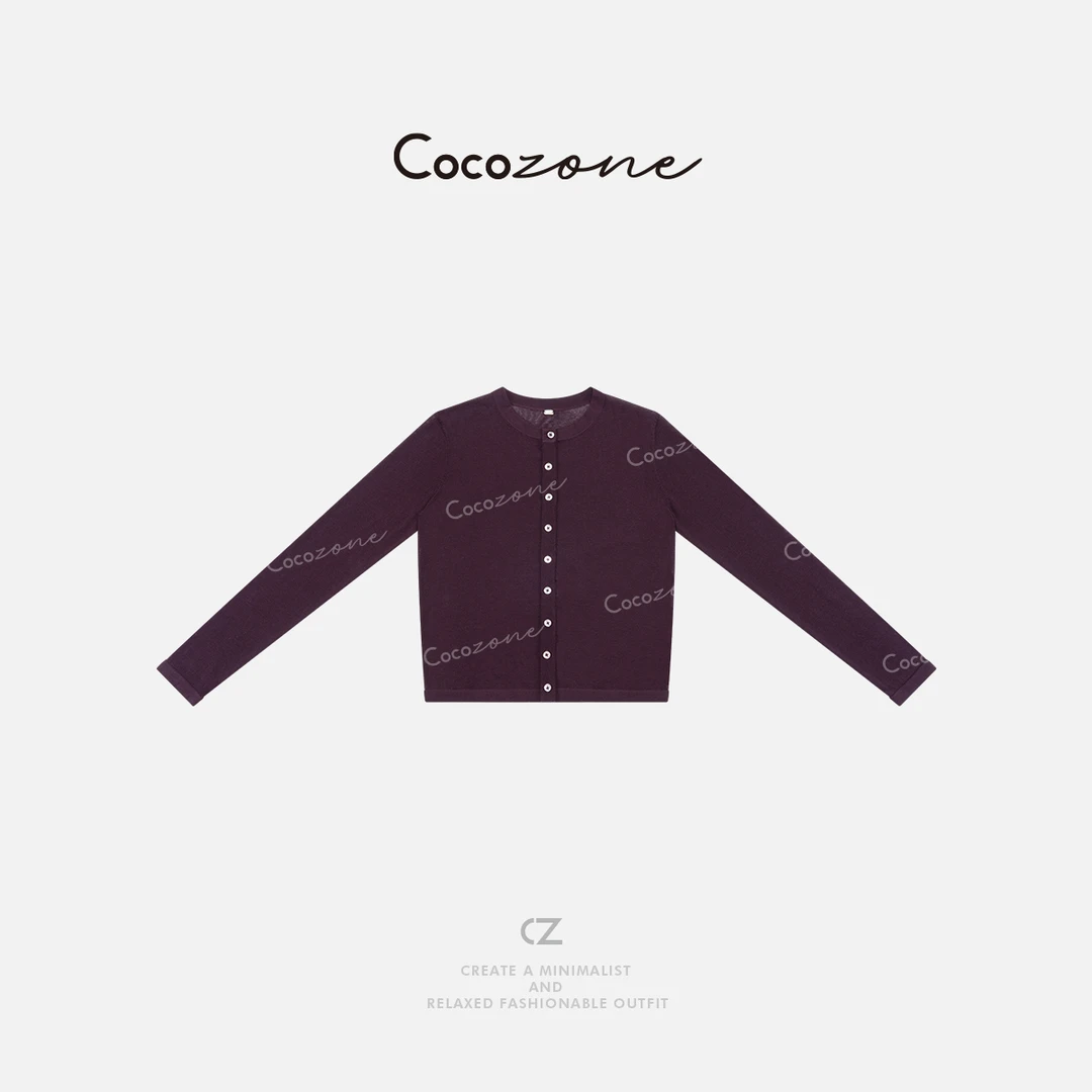 COCO ZONE 刘一一 时尚简约薄款单排扣圆领休闲针织衫CD1A0660
