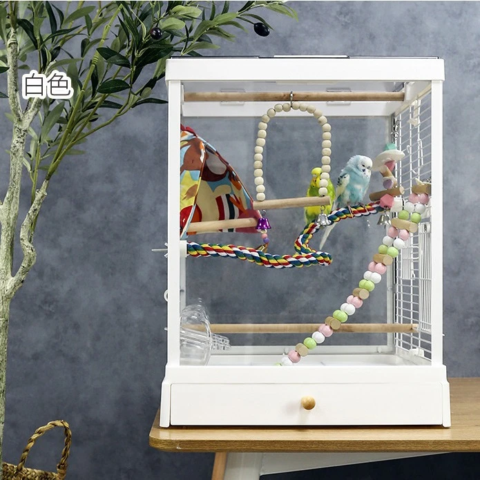 达洋B4001鸟笼小号观赏笼高透明全景玻璃家用牡丹玄凤鹦鹉笼虎