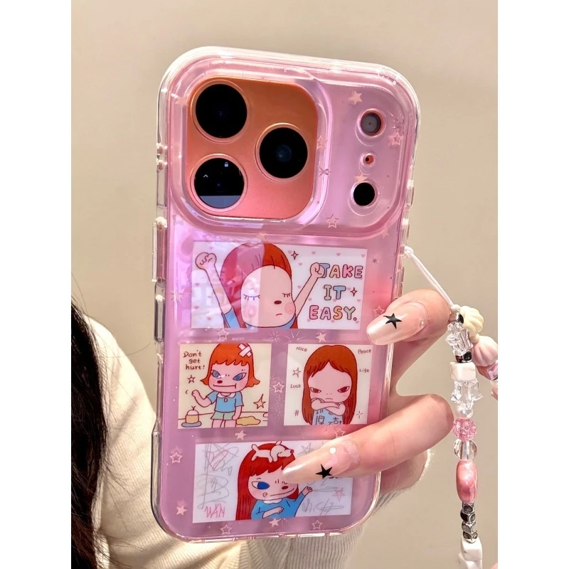 适用苹果iphone17promax炫彩女孩标签16pro可爱15ins14挂链手机壳