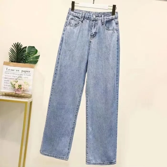 春秋新款百搭牛仔裤时尚宽松直筒裤显瘦休闲裤9600裤长97