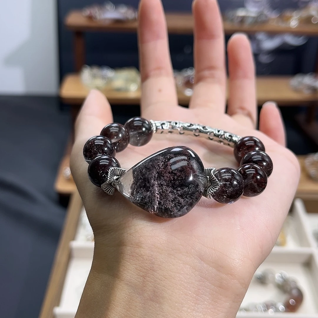 红***豆合金手镯水晶手串