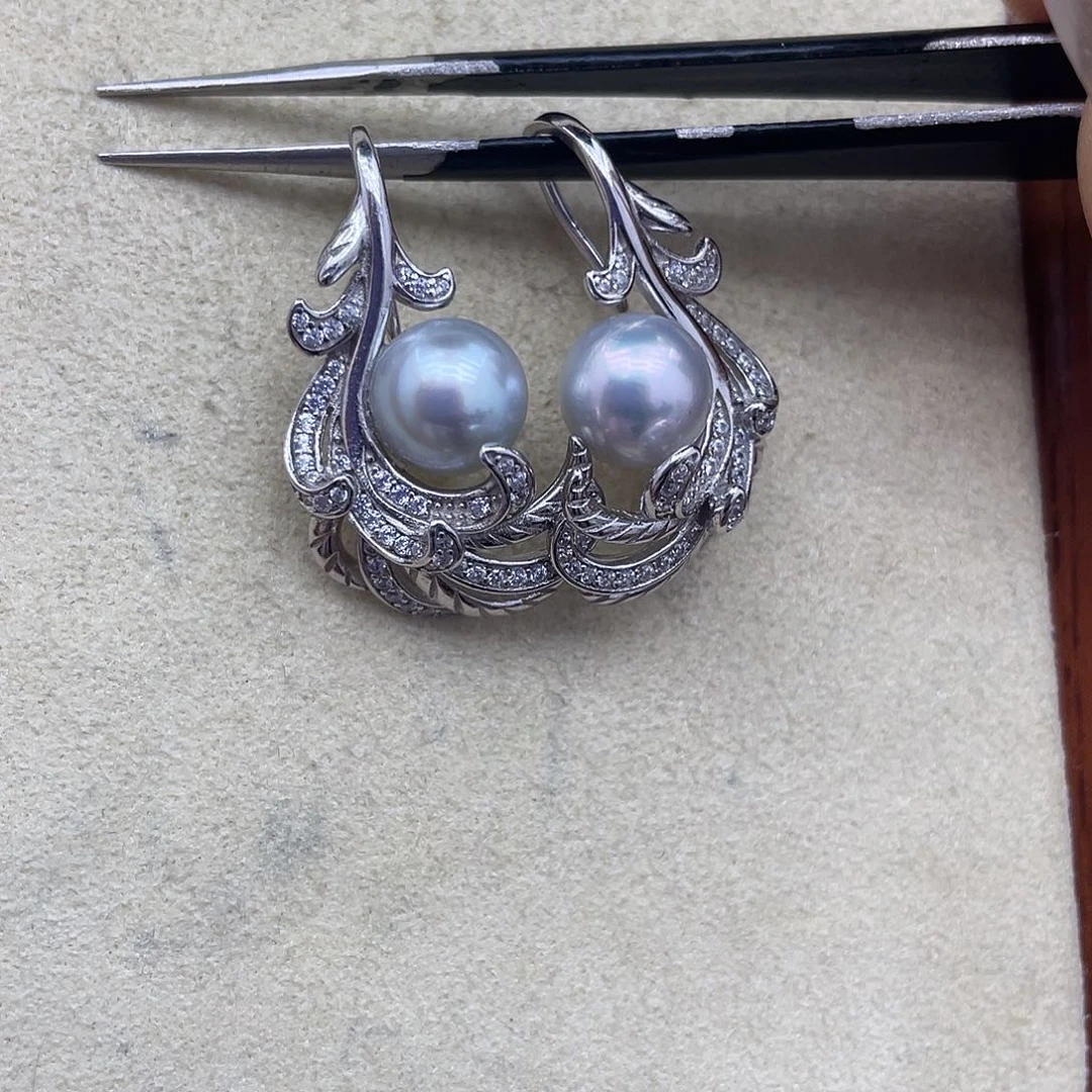 耳饰海水珍珠银S925镶嵌