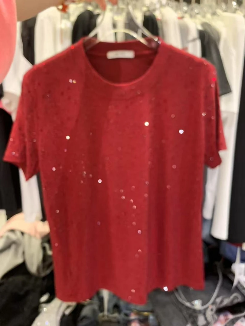 包嫂【W1010璀璨全钻】T恤2025年新款包嫂夏季女装百搭