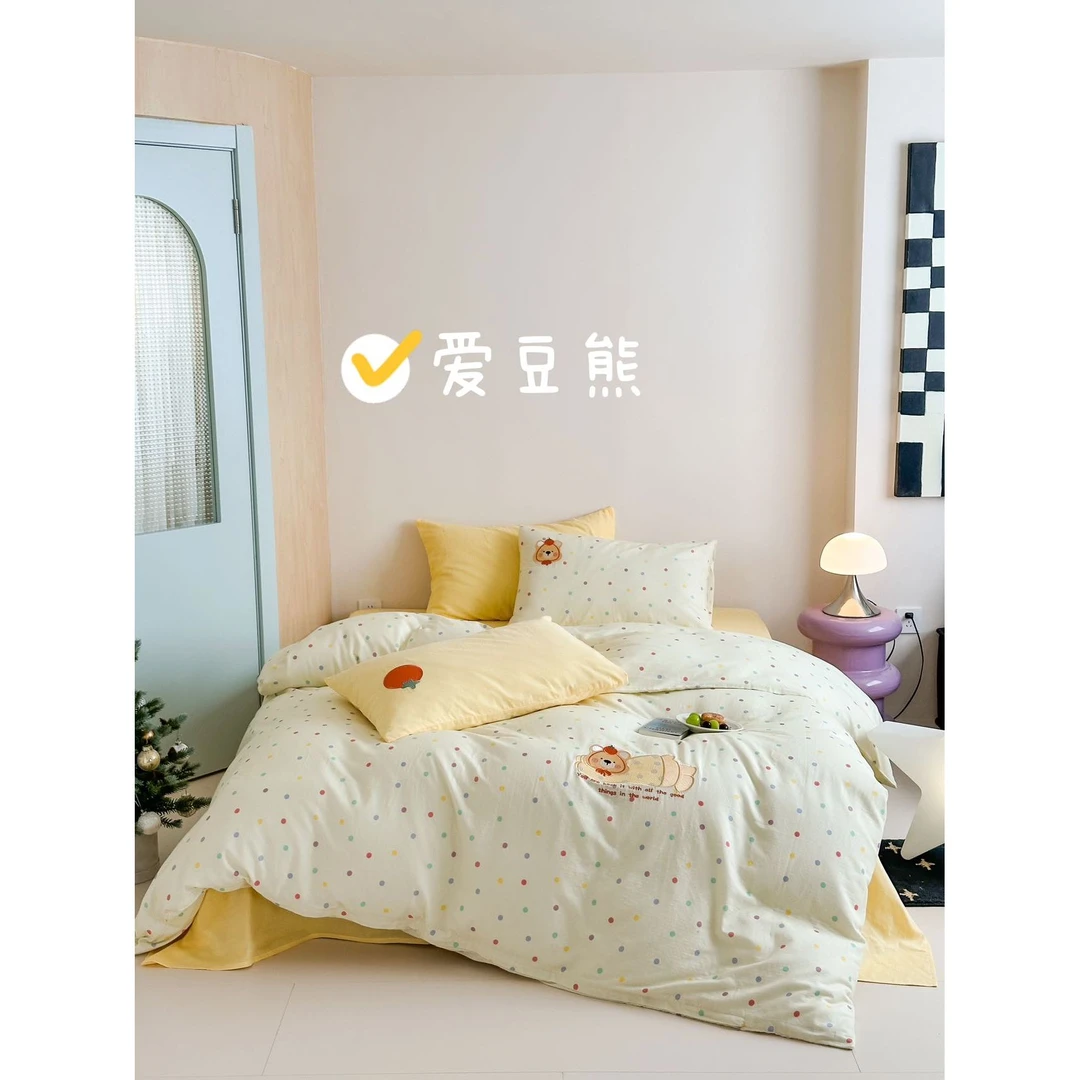 孙大漂亮新款学生全棉卡通刺绣双层纱四件套  MT