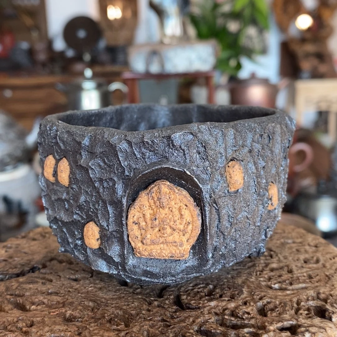 无相石窟杯.建水紫陶柴烧茶器全手工纯柴烧