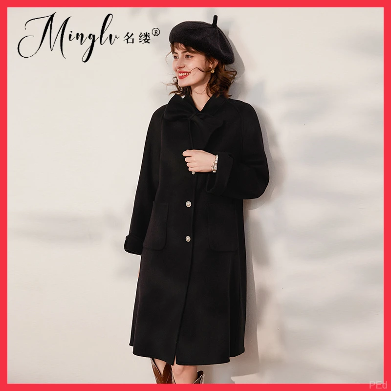 2025长款外套秋季女装设计感毛呢大衣名缕高级感新款时尚气质长袖