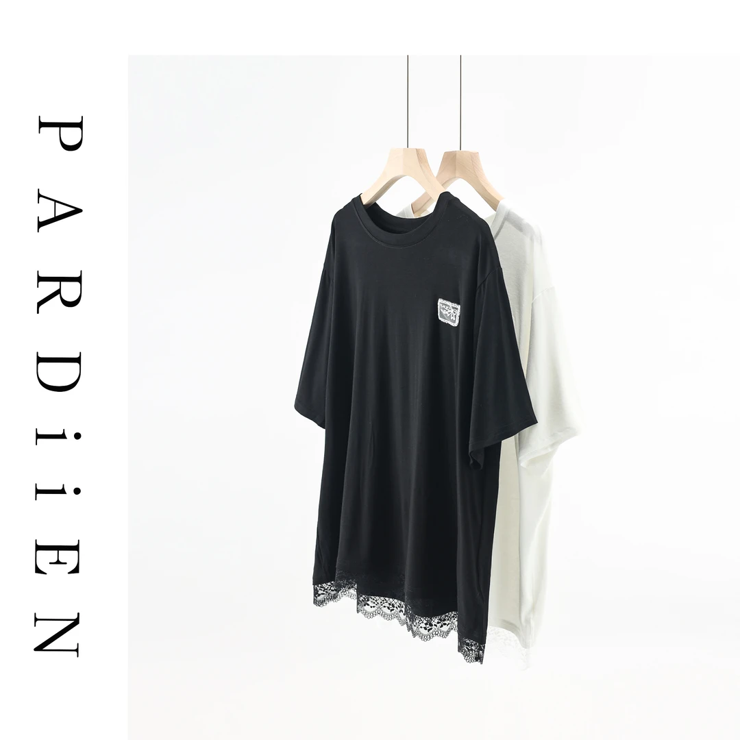 【北总严选】帕迪恩拼接蕾丝花边胸标短袖圆领T恤T3160