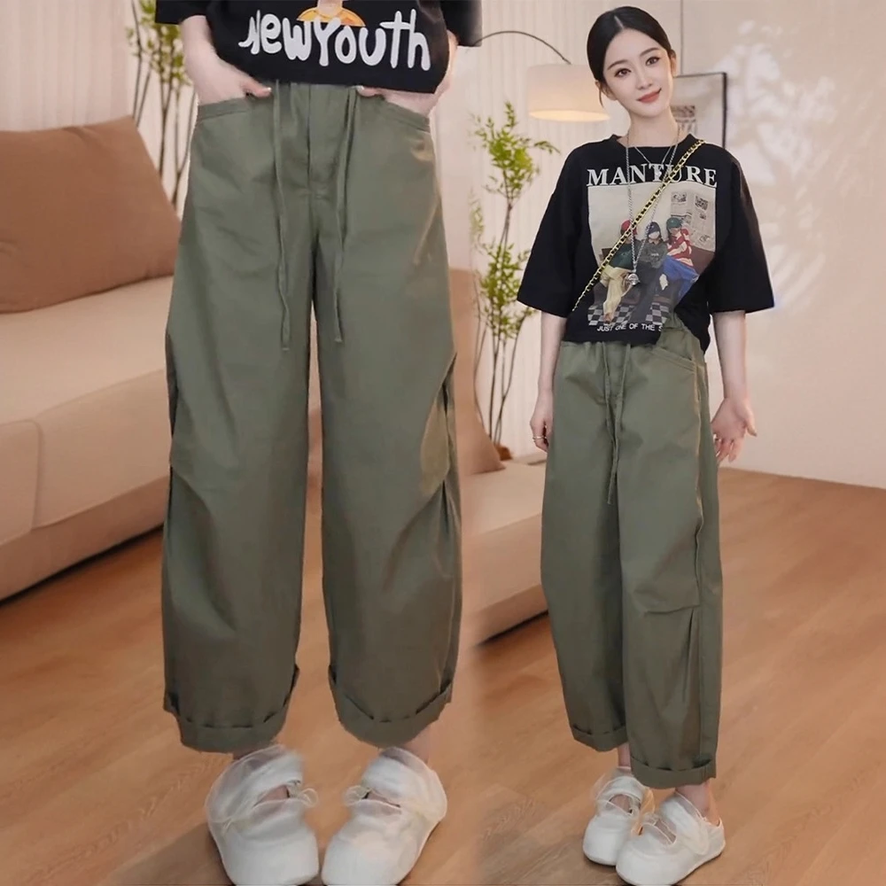 花苞工装裤女夏季薄款2025新款流行爆款休闲气球裤高腰九分哈伦裤