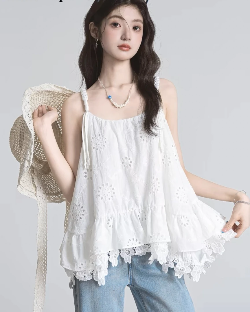 通勤背心时尚修身型夏装吊带内搭休闲风宽松型蕾丝