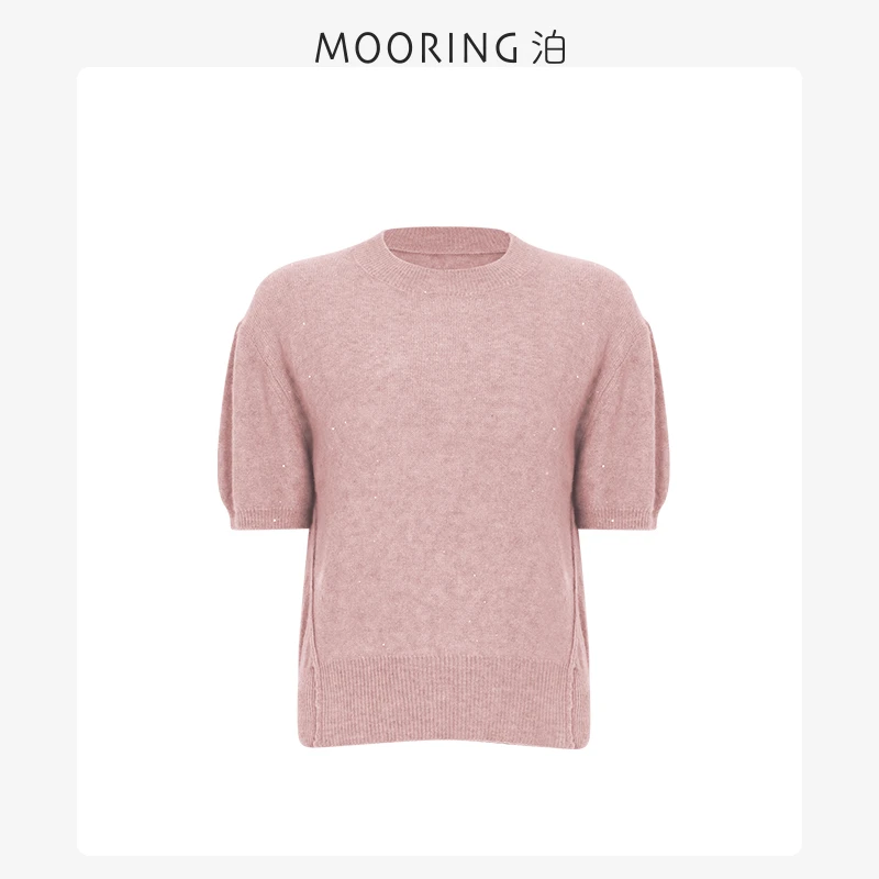 MOORING泊-天放系列 | 绵羊毛小圆领短袖云朵轻柔针织衫