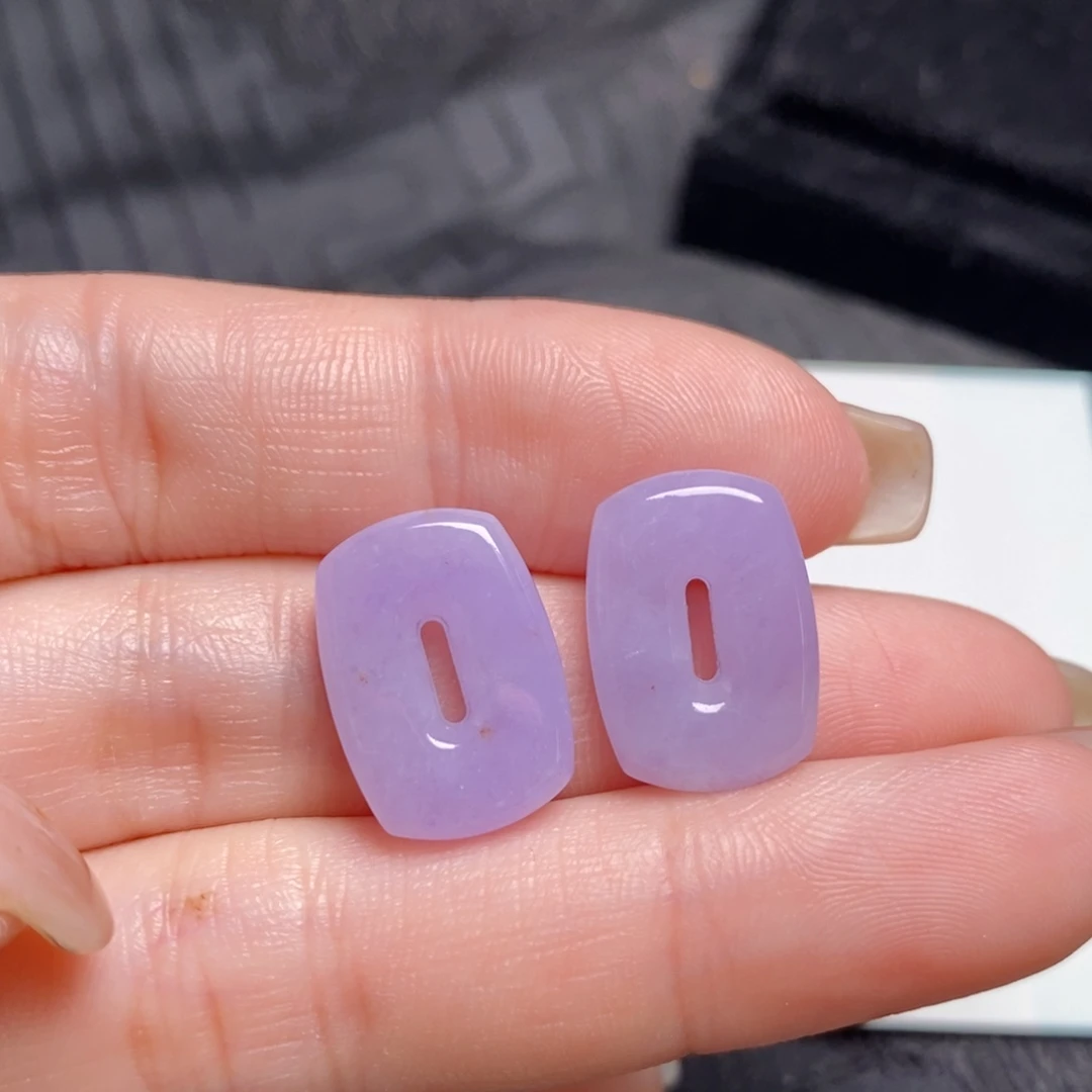 翡翠未镶嵌耳饰冰紫方糖