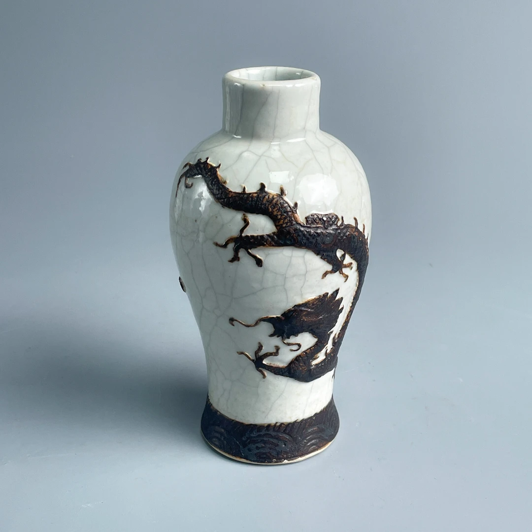 瓷器/古董清道光哥釉铁骨泥龙纹瓶-M25BL000298-收藏/文物/绣花张