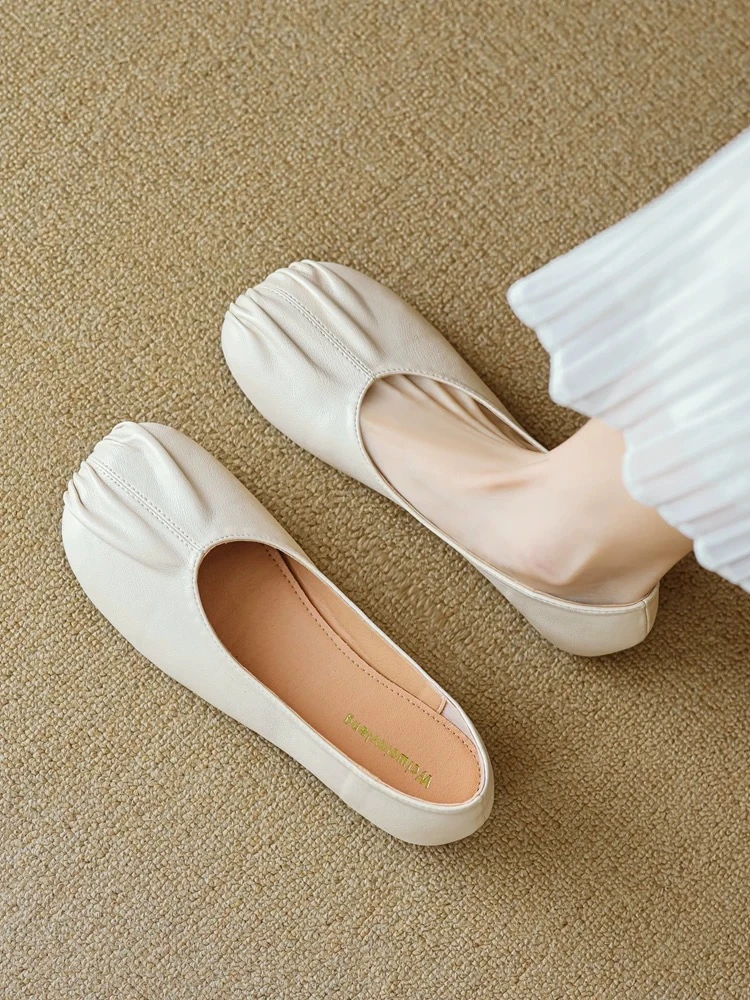 Momo软底单鞋平底浅口圆头百搭春夏季舒适温柔休闲993-1