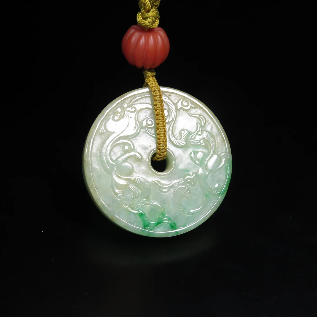 清中期翡翠蟠螭纹玉璧/MZ283563/翡翠/民族文物