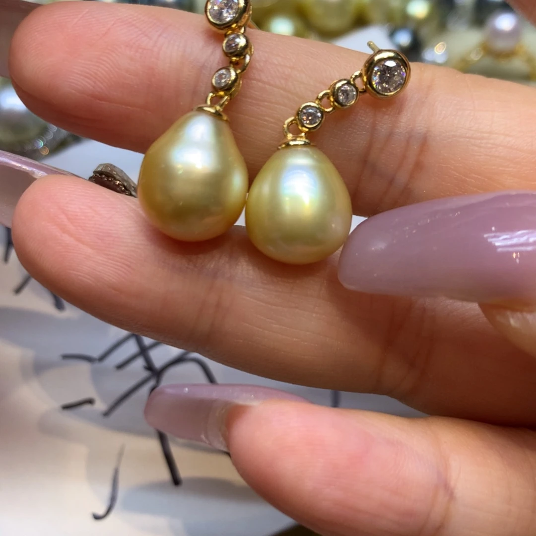 银S925镶嵌耳饰海水珍珠