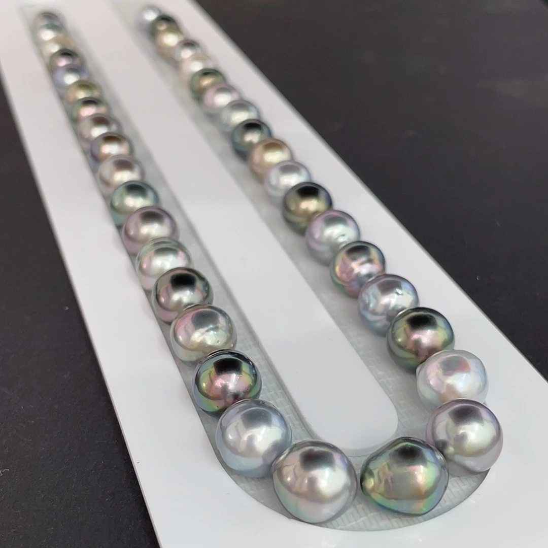 定制海水珍珠未镶嵌裸珠9-10mm混彩大溪地项链