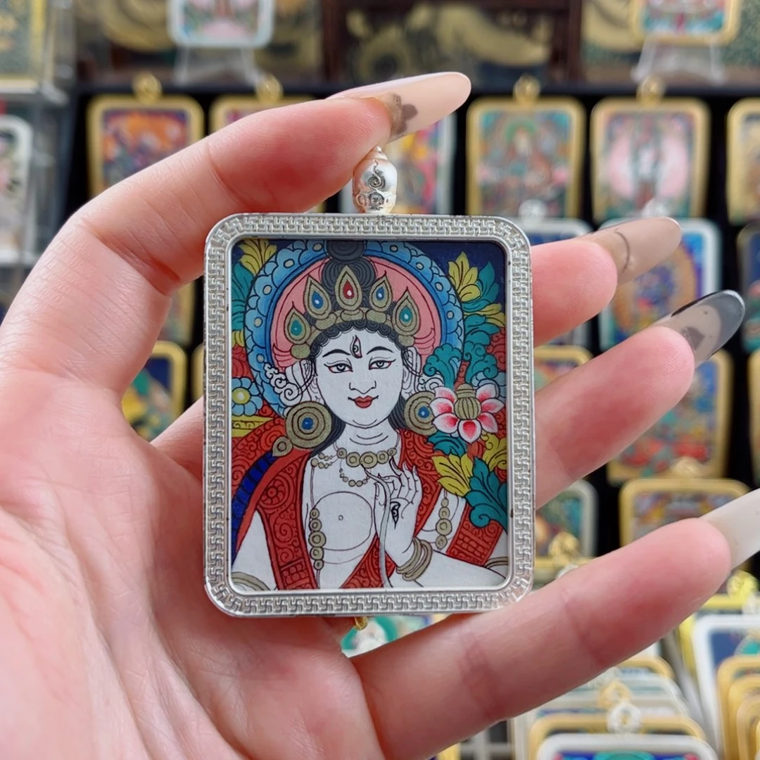 吊坠白度度 纯手绘唐卡