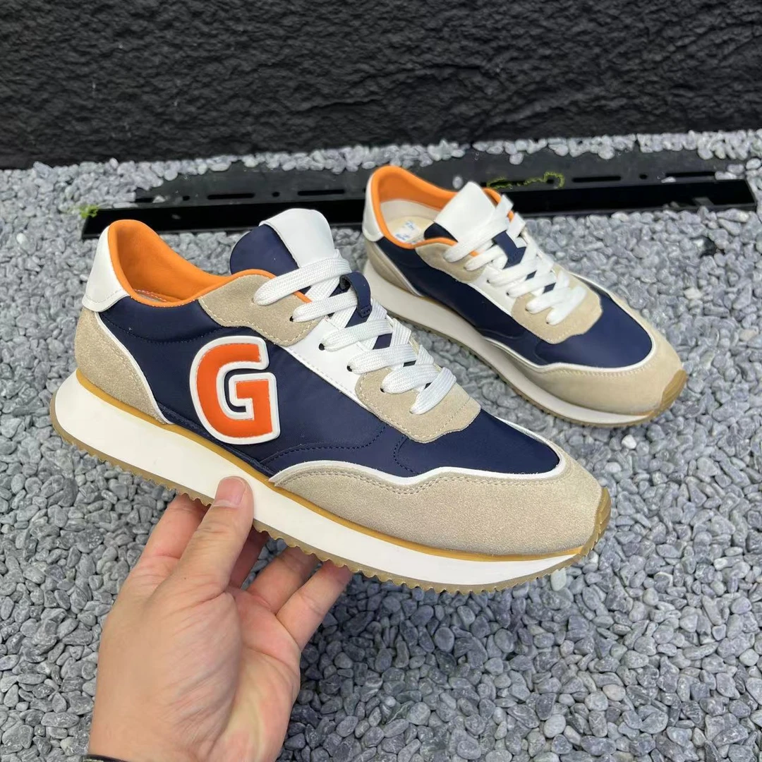 高品质轻奢男款阿甘鞋2025四季款撞色系带舒适百搭透气男款休闲鞋