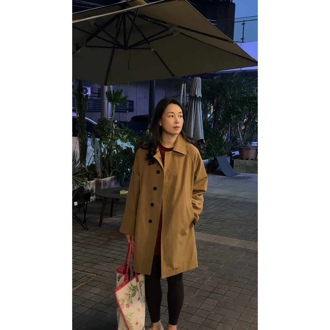 翻领休闲百搭宽松显瘦中长款格纹内里夹克风衣外套MA5SYGZ0937