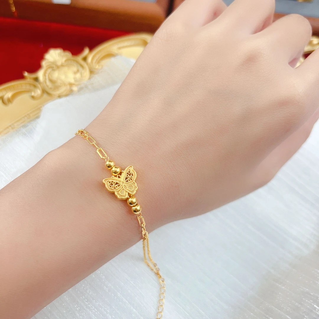 足银手链 足银花丝蝴蝶手链