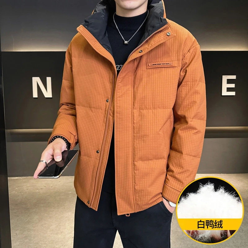 国标50%白鸭绒男士2025冬季羽绒服时尚潮流立领休闲夹克加