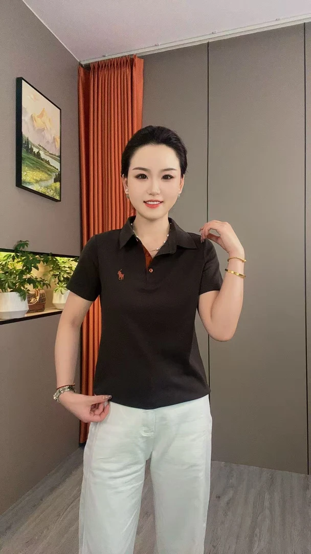夏季新款时尚拼接polo领休闲百搭刺绣短袖T恤913